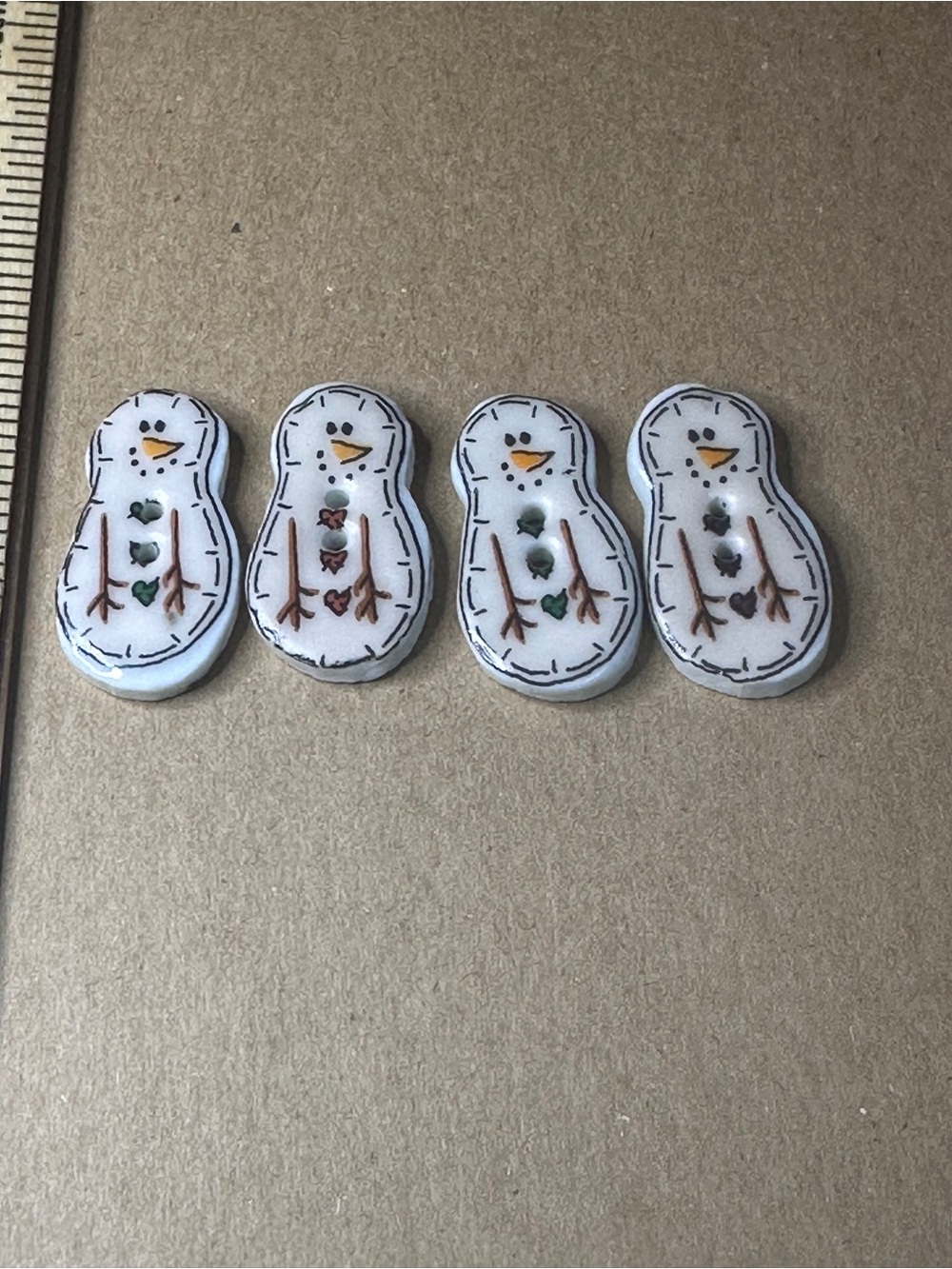 Vintage Alma Lynne 
Handmade Snowman Button Set —  Buttons (Set of 4)